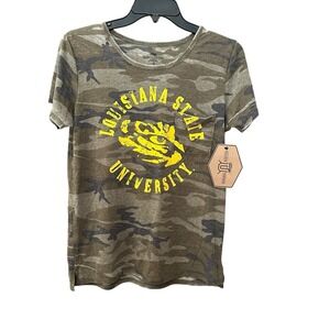 LSU Tigers Shirt Camo Military Medium Women's Short Sleeve Louisiana #D11-1